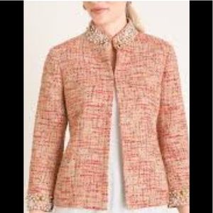 Chicos Tweed Embellished LS Jacket